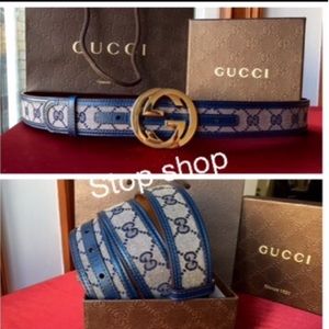 New w/ Tags Authentic Blue Trim Gucci Belt
